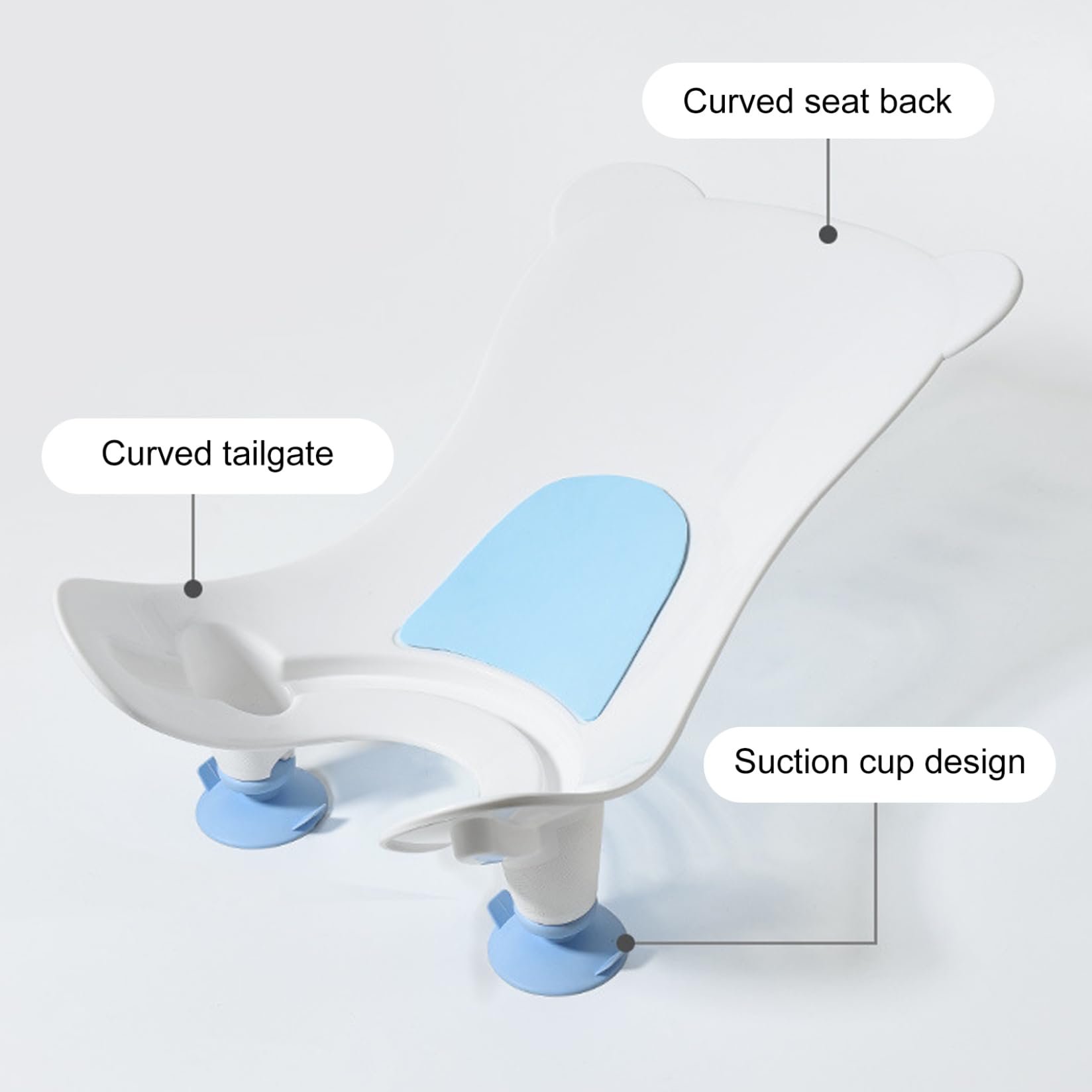 Lavandino da bagno per bambini con ventosa, lavandino dal design ergonomico portatile per bagnetto, strumento di lavaggio sicuro per supporto per natiche in PP per vasca da bagno per uso quotidia..