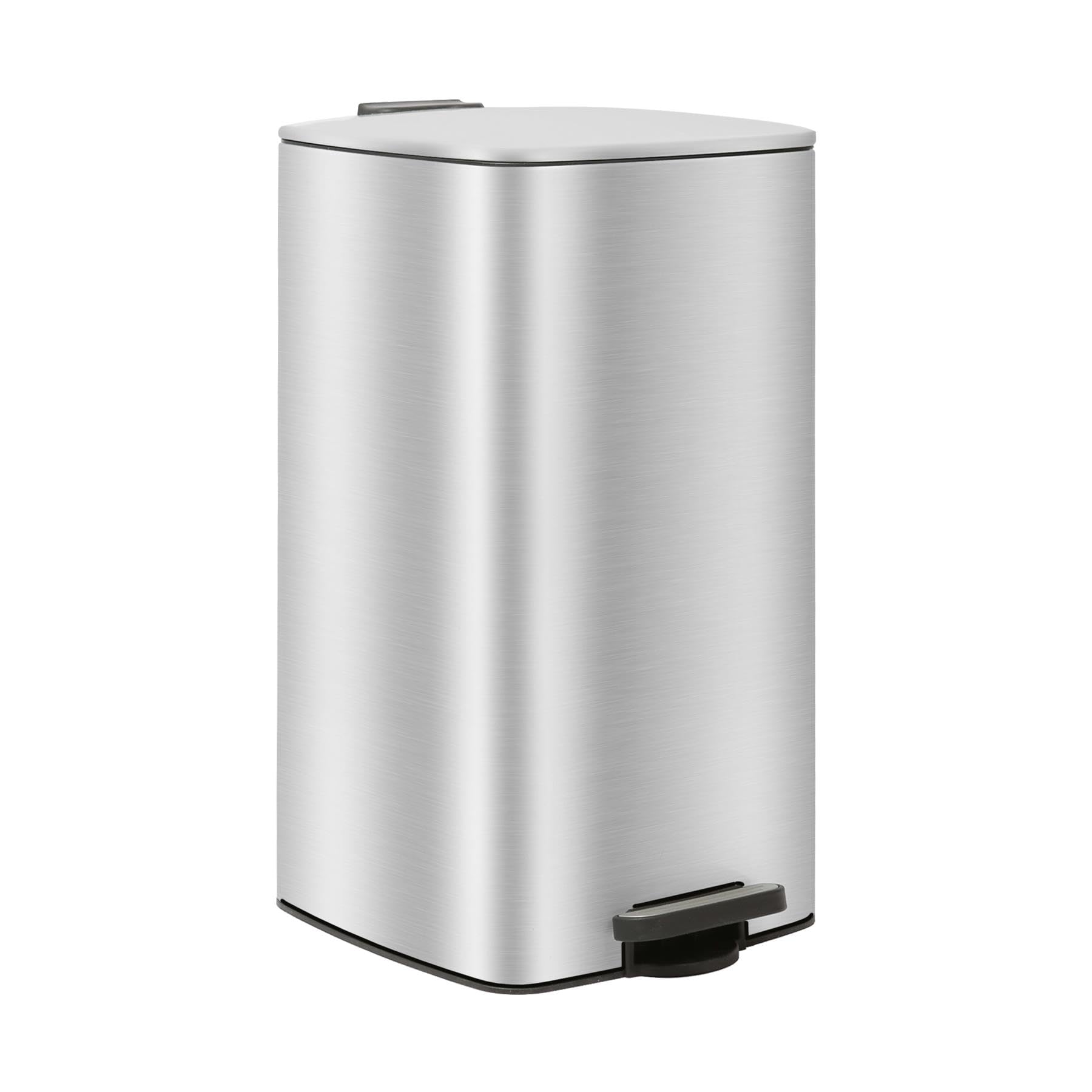 Harbour Housewares 30L Square Pedal Bin โ Brushed Stainless Steel Kitchen Trash Can with Soft-Close Lid, Hands-Free Foot Pedal, Removable Inner Bucket & Rubbish Recycling Bin