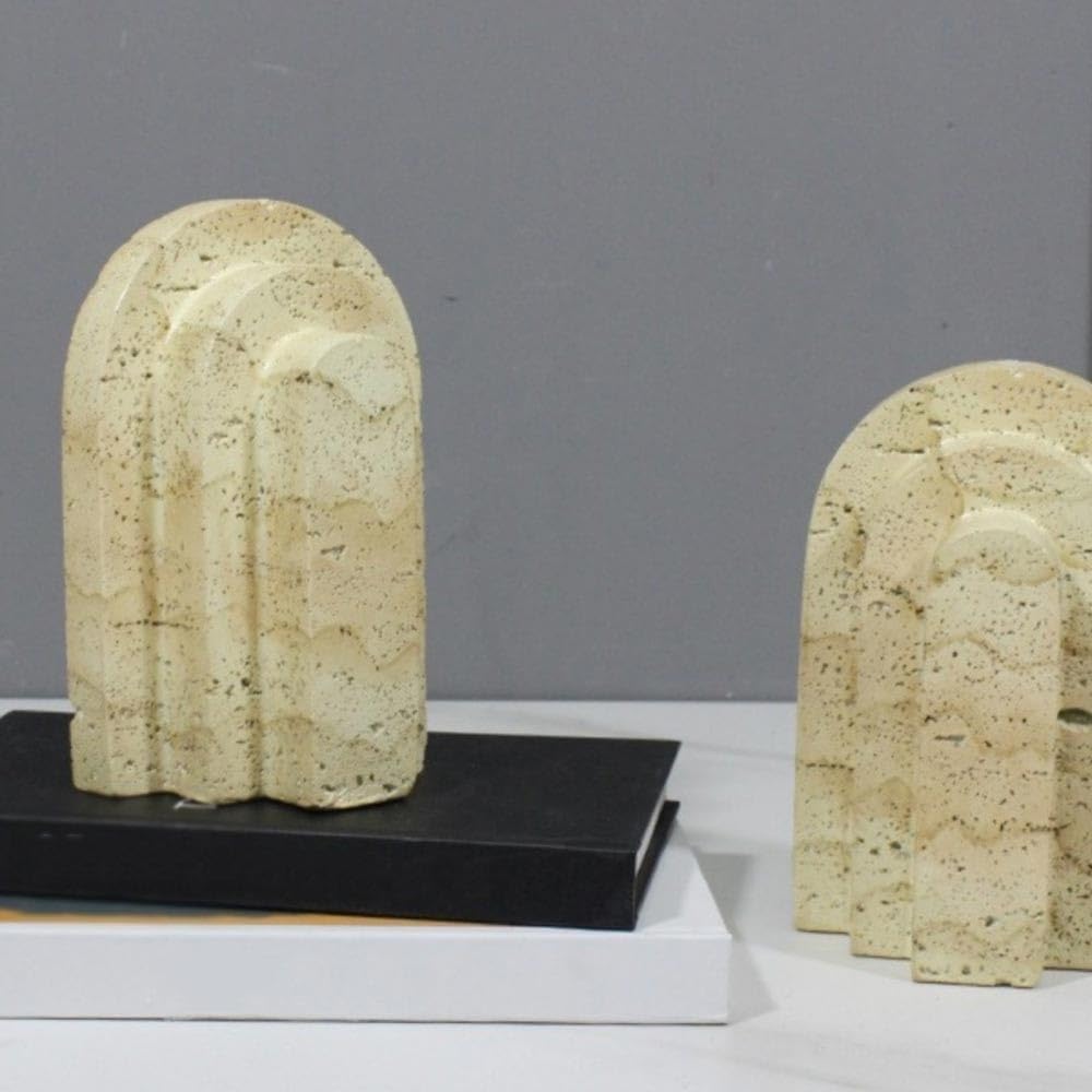 Bookend Support Minimalist Bookends Travertine Cascading Desk Top Decorations for Library Office Bookends