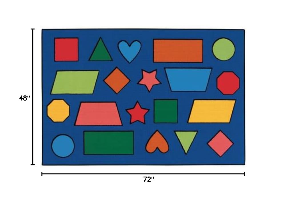 Carpets for Kids KID$Value 48.76 Color Shapes Classroom Nursery Fun Rug 4ft x 6ft Rectangle Blue