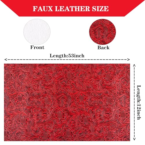 Embossed Faux Leather 12“X53” Embossed Vinyl Suitable for Upholstery Furniture Seat,Handmade DIY Projects (Red, 1 Foot) by HGUAN - Image 3