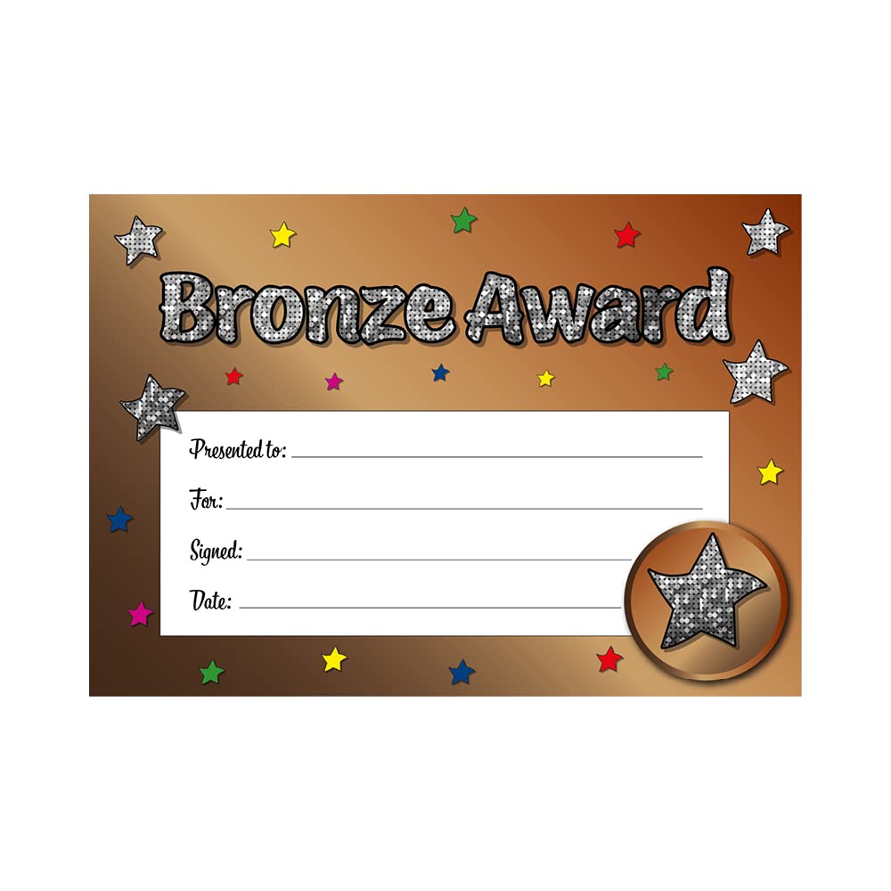 Bronze Award Sparkly Holographic Certificate from SuperStickers