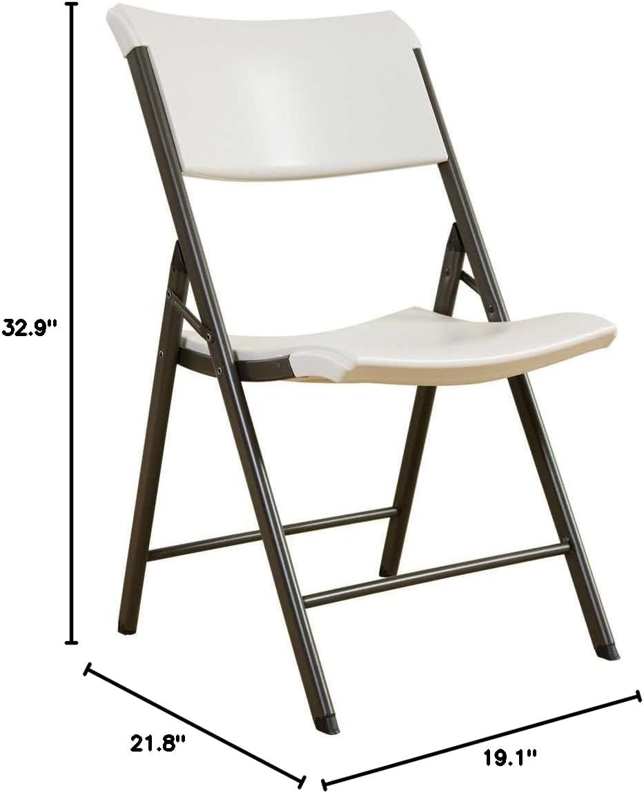 LIFETIME 480074 Contemporary Folding Chair, Almond with Bronze Steel Frame, 4-Pack