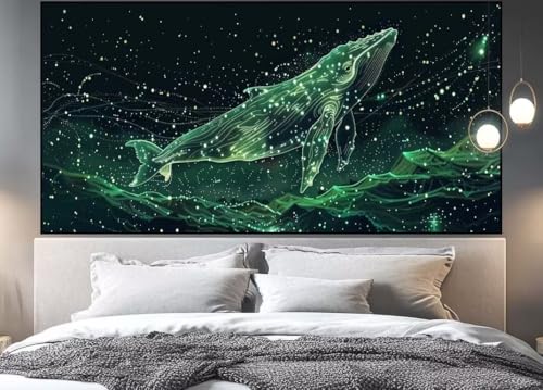 Diamond painting adulte grand format baleine XXL 130x60cm broderie diamant complet carré