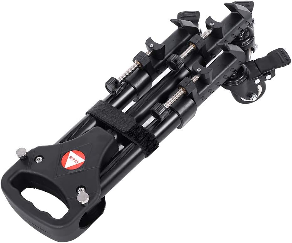 Lightweight Aluminum Camera Tripod Dolly, Single Leg Section Adjustable Clamps, Camera Stand, with Fast Action Foot Operated Brakes, for Smooth roll Movement