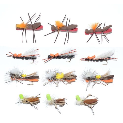 Trout Fly Assortment - Chernobyl Ant and Foam Body Grasshopper Dry Fly Collection