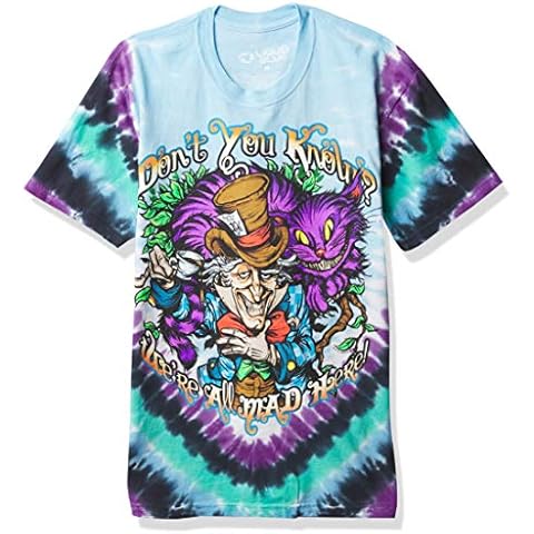 Liquid Blue Don't You Know Alice in Wonderland Mad Here Tie Dye T-Shirt, Large Cover