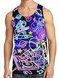 RAISEVERN Mens Tank Tops Summer Graphic Sleeveless Shirts Funny Tees Beach Surf Gym Running Workout Athletic Sports Neon Universe DJ Music Undershirts