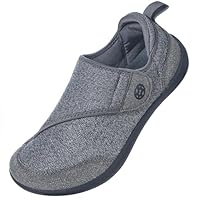 Sisttke Diabetiker Schuhe Herren Hausschuhe Damen Leichte Extra Weit Walkingschuhe Klettverschuß rutschhemmend Freizeitschuhe Arthritis Ödem Geschwollen Gesundheitsschuhe,D-Grau,41 EU