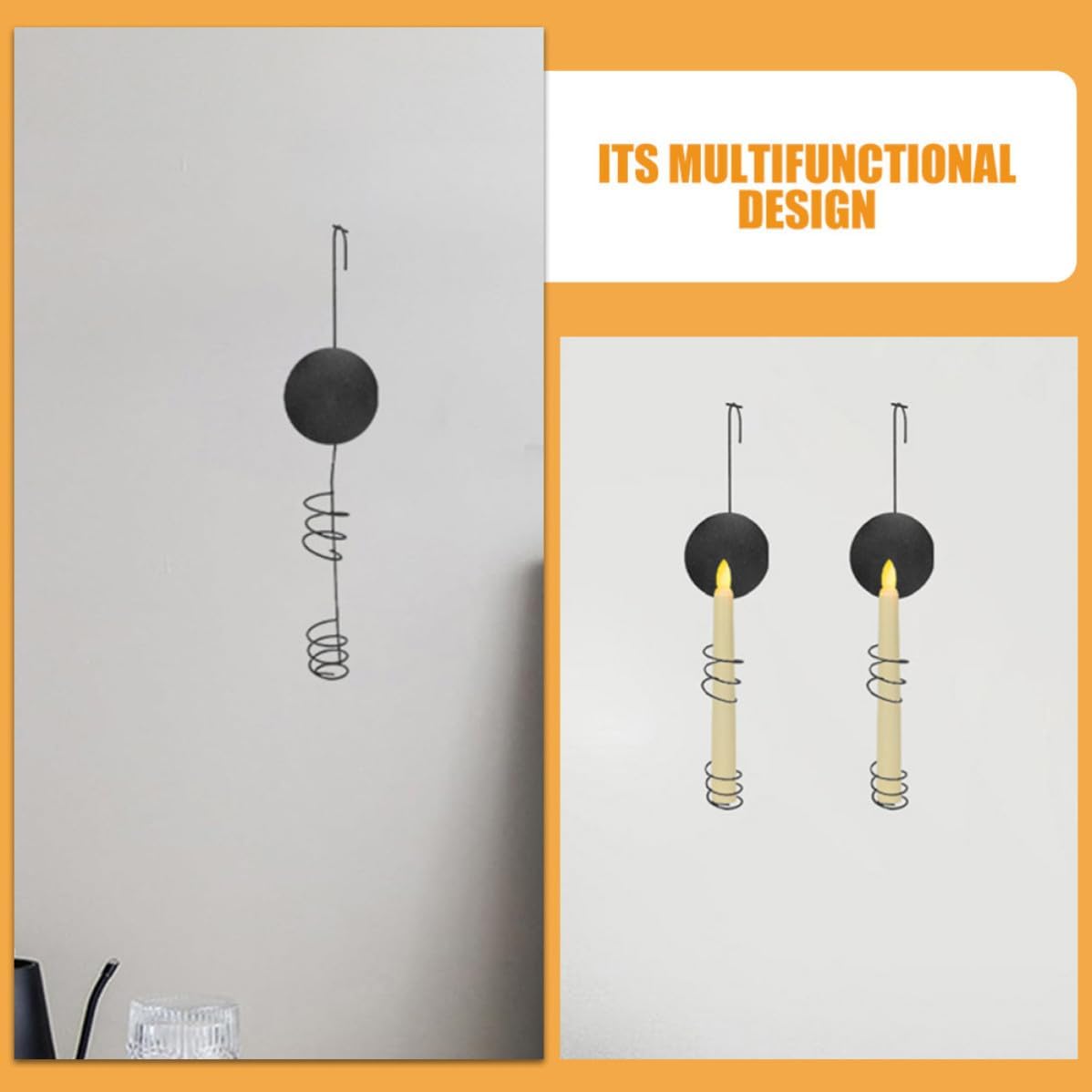 2pcs Iron Wall Candle Holder Sconce for Party Decor Black