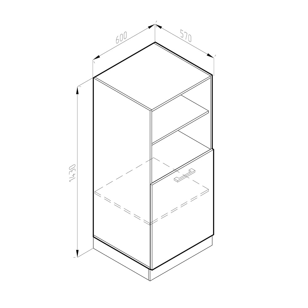 Vicco Herdumbauschrank R-Line, Goldkraft Eiche, 60 cm, zur freien Kombination innerhalb modularer Küchensysteme