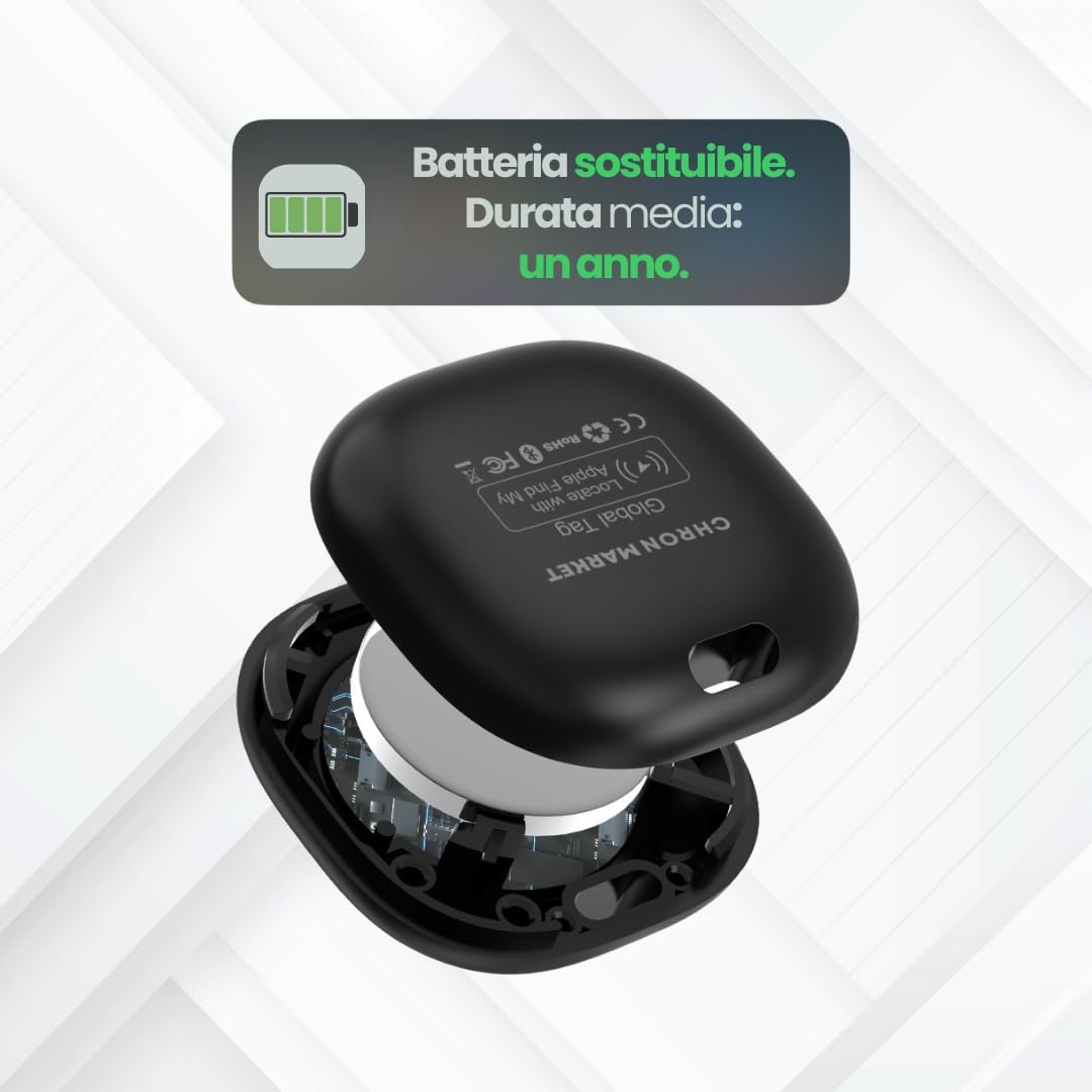 Air Tag, Bluetooth GPS tracker voiture, localisateur d'objets, chiens, clés, chats, sacs, valises, batterie remplaçable, (compatible uniquement iOS, App Où) (Lot de 4 pièces, noir)
