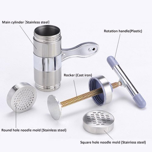 Small Noodles Press Machine Stainless Steel Kitchen Manual Pasta Maker 5 Noodle Mould