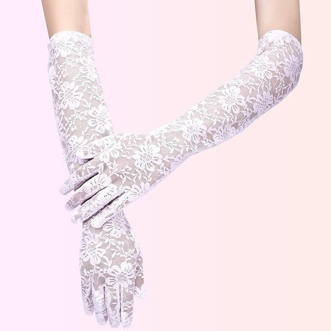 Long Lace Wedding Bridal Gloves Women Lady Goth Punk Vintage Elegant Long Lace Floral Opera Dance Glove Girls Costume Masquerade Party Elbow Length Gloves3