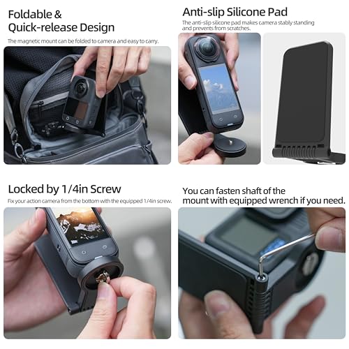 Image of Magnetic Mount Stand Compatible for DJI OSMO 360, Magnet Steering Holder Bracket with 1 /4 Screw for Action Camera, Stand Base for Insta360 X5 /X4 /X3 /GO 3S /GO Ultra /Pocket 3 /Action 5Pro /Hero13