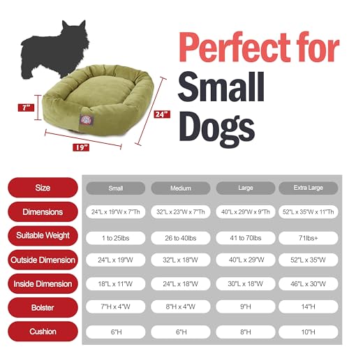 Majestic Pet Villa 24 Inch Shredded Memory Foam Dog Bed for Small Sized Dog 24x19x7 Inch–Orthopedic Pet Bed - Washable Small Puppy Mat with Head Support-Apple - Thumbnail 3