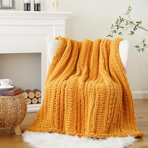 Battilo Chunky Knit Throw Blanket for Couch,...