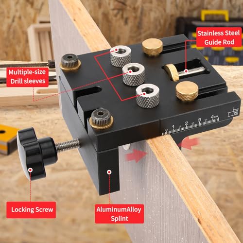 3-in-1 Pocket Hole Jig Kit,6/8/10/15mm Drilling Template Self-Centeringfor Woodworking Exact Dowel Holes, with Positioning Clip Adjustable Drill Guide Punch Locator Carpentry Tools 6 3-in-1 Pocket Hole Jig Kit,6/8/10/15mm Drilling Template Self-Centeringfor Woodworking Exact Dowel Holes, with Positioning Clip Adjustable Drill Guide Punch Locator Carpentry Tools - Image 6