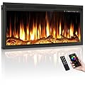Riseon Smart 36" WiFi-Enabled Electric Fireplace Heater, Recessed in-Wall and Wall-Mounted Linear Fireplace,Compatible with Alexa,13 Adjustable Flame Color and 5 Brightness,1500/750 Watt Heater,Black