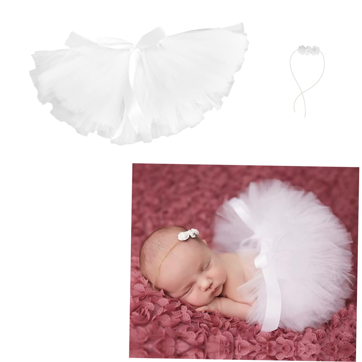 Abaodam 3piezas Falda Tutu De Tul Para Bebés Con Diadema Floral Traje De Fotografía Para Niñas De Meses Vestido De Princesa Color Ropa Para Nuevos Nacidos y Celebraciones