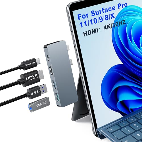 Hub Surface Pro 11 avec USB C Thunderbolt 4 40 Gbit/s HDMI 4K et dock Surface Pro 10 9