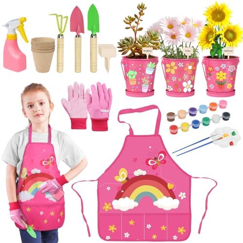 Magic4U 3 Set Paint & Plant Flower Growing Kit for Kids,Kids Gardening Set,Easter Crafts Gifts for Kids Ages3-5,Arts and Crafts Kit,Toys Birthday Gifts for Girls