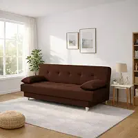 Sofá Cama 3 Lugares Casal Reclinável Suede com Almofada (Marrom)