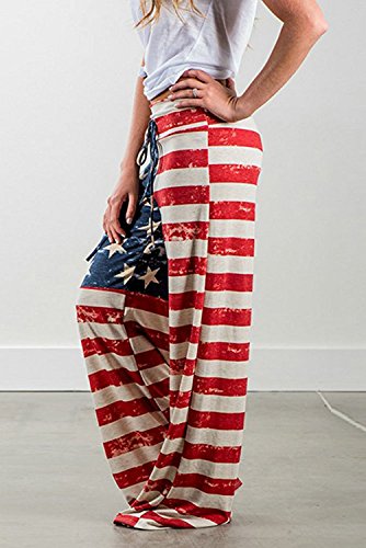 Image of AMiERY Women's Comfy Casual Pajama Pants Floral Print Drawstring Palazzo Lounge Pants Wide Leg