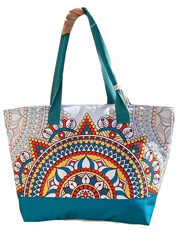 MIGURA Bolso Mujer Grande Playa Piscina Viajes XL Bolsa Gigante Con Cremallera Verano Bolso De Hombro Estilo Diseño Vintage Impermeable Multicolor Mandala