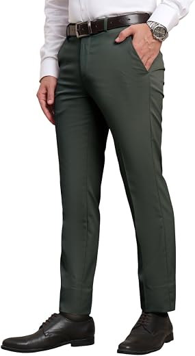 SaintX Men's Premium Stretchable Formal Trouser with Techno Flex Waistband | Slim Fit Pants | Italian Design | Office Wea...
