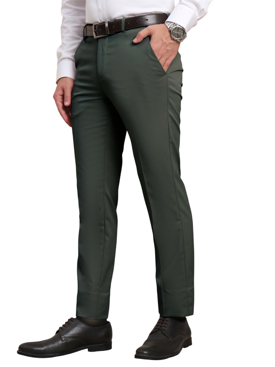 SaintX Men’s Premium Stretchable Formal Trouser with Techno Flex Waistband | Slim Fit Pants | Italian Design | Office Wear/Executive Wear