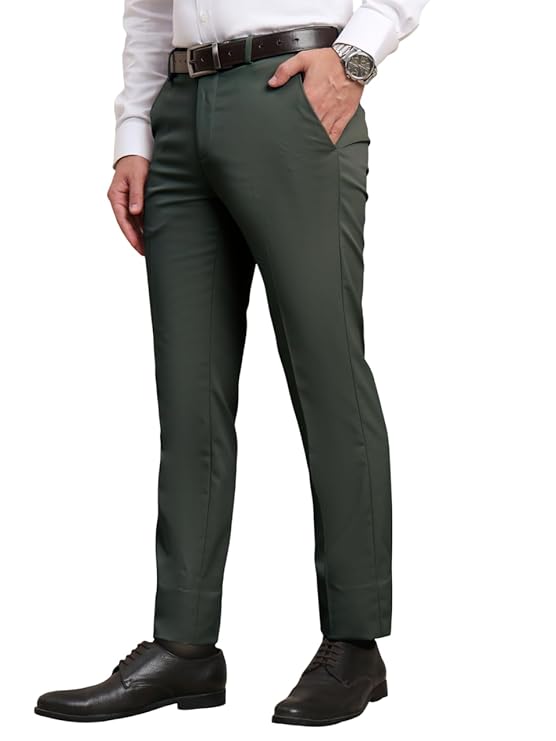 SaintX Men's Premium Stretchable Formal Trouser with Techno Flex Waistband | Slim Fit Pants | Italian Design | Office Wear/Executive Wear