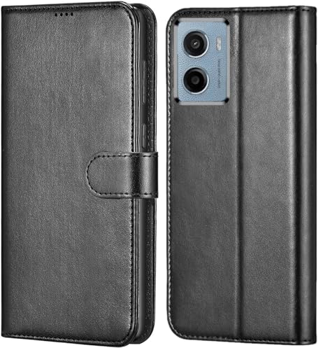 AMAZE!UK For Motorola Moto G06 / G06 Power Phone Case, Leather Flip Wallet Magnetic Closure Protective Book Cover (Black)