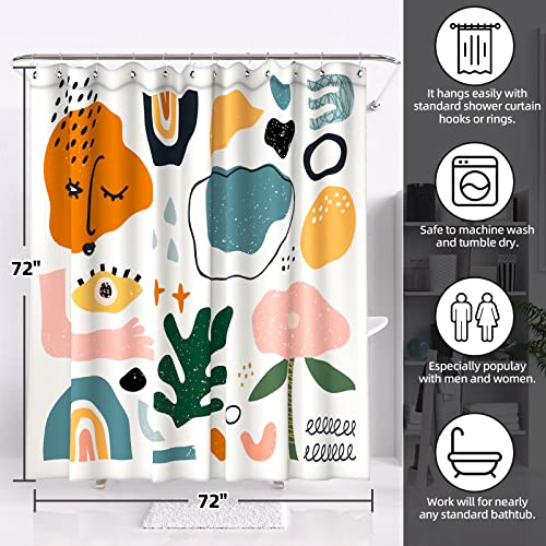 Boho Shower Curtain For Bathroom Abstract Art Mid Century Shower Curtains Colorful Polyester Fabric Printed Bath Decoration Set With 12 Hook 72"X72" #TOP5