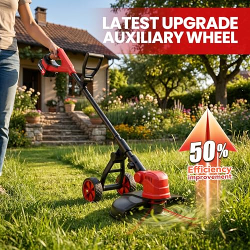 14" Weed Wacker 21V Cordless String Trimmer & Edger, Battery Powered Grass Trimmer with Auto Line Feed, 8 Replacement Spools & 2×3.0Ah Batteries Included by Jmmyvanee - Used condition - Image 9