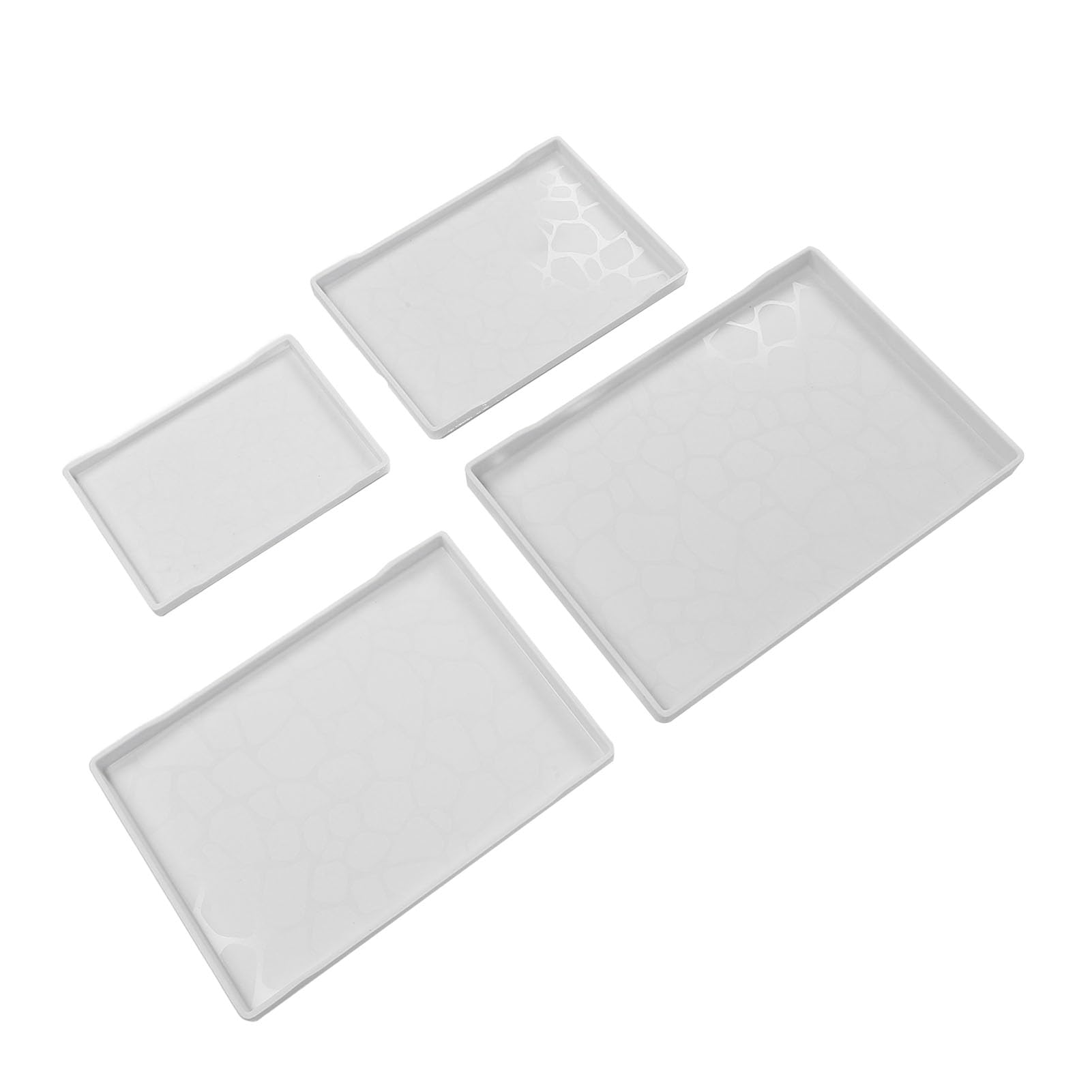 4 bandejas de plástico para Servir, Ligeras, multifuncionales, rectangulares, para Frutas, Juego de Platos para Servir para té, Aperitivos, Uso doméstico, Cocina, Apto para (Blanca)