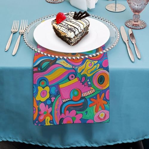 Servilletas de tela estilo hippie graffiti 4 piezas miniatura 4