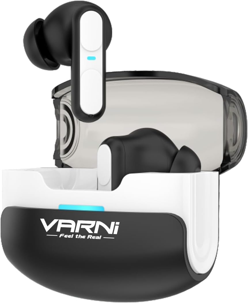 VARNI EVO TWS Earbuds with Low Latency(30ms), Type-C Charging, Upto 26H Playtime with Case, Light Weight, Touch Controls & BT v5.3 (Premium Black)