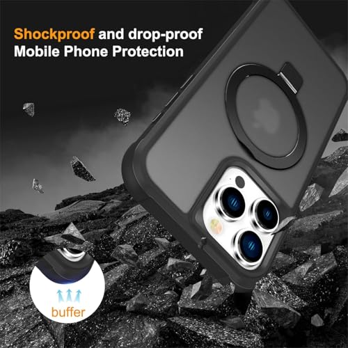 Image of iPhone 15 pro Max Magsafe Stand Case | Matte Design & 360 Protection | Military-Grade Apple iPhone 15 pro Max Cover | Ultra Premium - Black