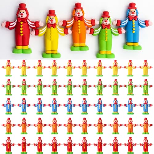 Arrowbash 50 Pcs Easter Decorations Mini Circus Clown Figurines Clown Figure Doll Circle Statues to Hide and Seek for Easter Decor Stocking Stuffing Home Table Desk Circus Cake Topper Party Favor Gift