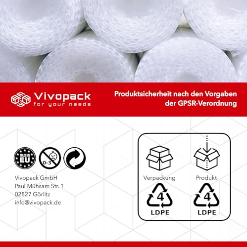 Vivopack Luftpolsterfolie Rolle 50my, Verpackungsmaterial, Noppenfolie, Bubble wrap, Verpackungsfolie ideal als Verpackungsmatierial: Luftpolsterfolien oder Umzugsfolie für Möbel (40cm x 10m)