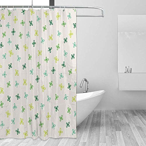 Rideau de douche en polyester trèfles vert beige CHEHONG moderne - 5