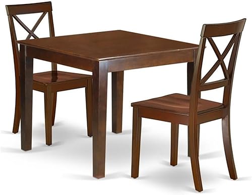 Miniatura 13 de East West Furniture OXBO5-MAH-W - Juego de mesa de comedor de 5 piezas para 4 personas, incluye una mesa de cocina cuadrada y 4 sillas de comedor,