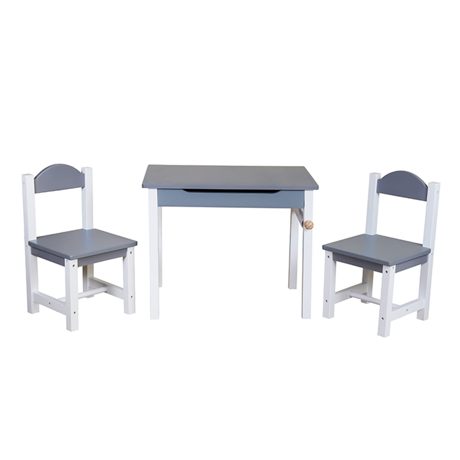TikTakToo Aufklappbarer Kindertisch mit Papierrolle und 2 Stühlen, Tisch mit Stauraum, Maltisch mit Staufach, Sitzgruppe Möbel Set, Sitzgarnitur aus Holz