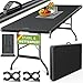 tillvex Gartentisch 180x75cm klappbar Kunststoff | Buffettisch mit Tragegriff | Klapptisch für Garten Terrasse und Balkon | Campingtisch 8 Personen