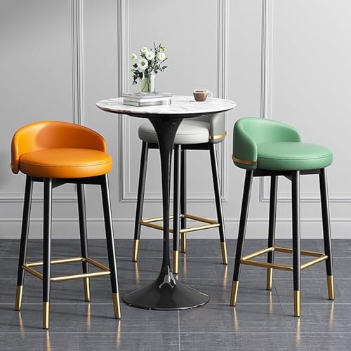 Tabouret de comptoir en PU moderne avec repose-pieds et dossier - 6
