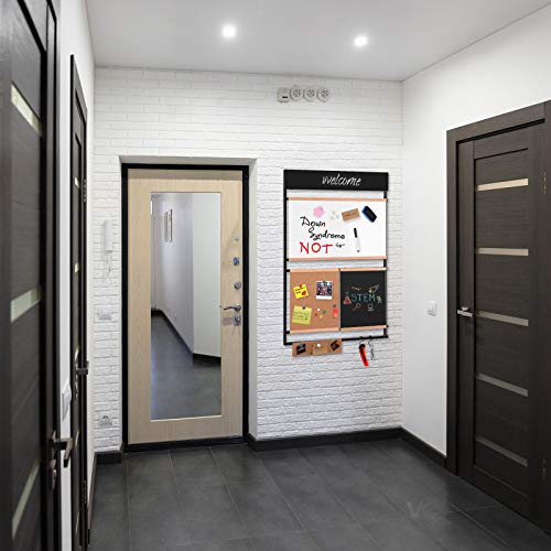 Combination Board Wall Organizer, White Board, Cork Board, Chalkboard Magnetic On Steel Shelf, 27.5" X 41.3", Bulletin Memo Board…… #TOP6