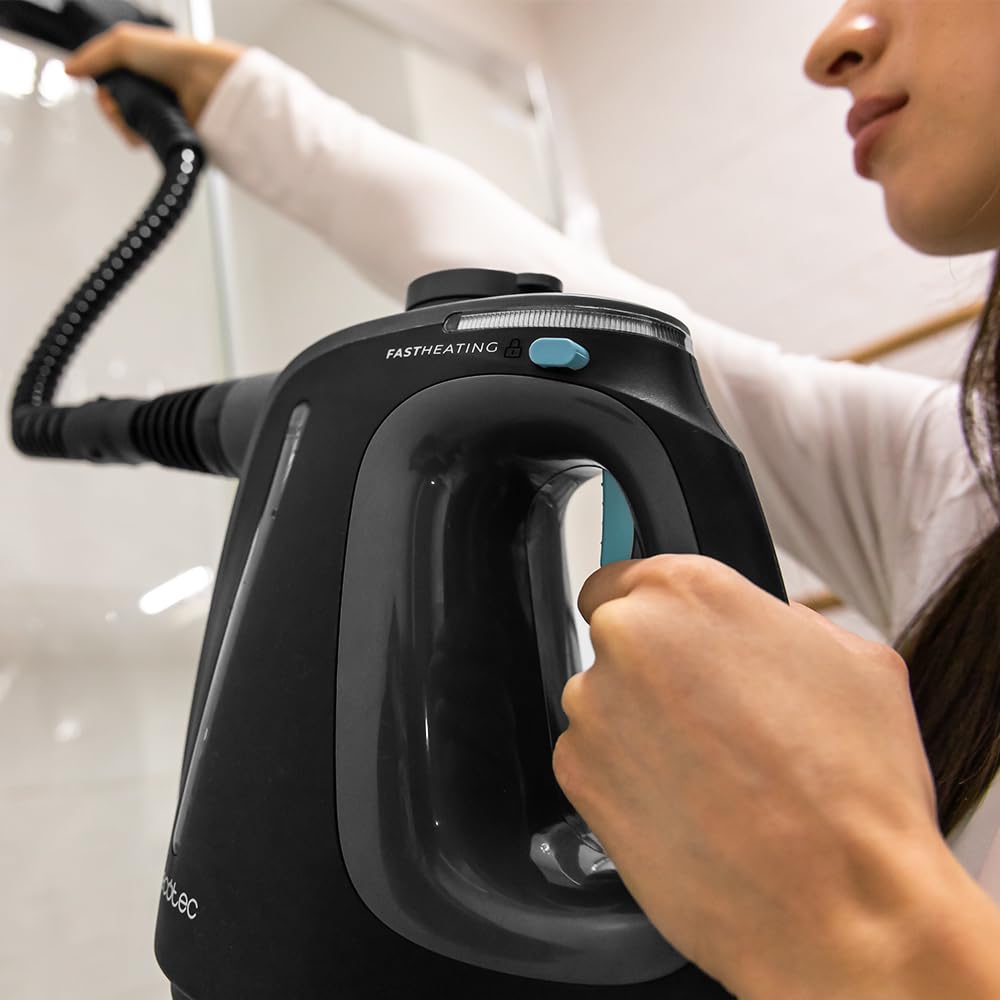 Cecotec Nettoyeur Vapeur a Main Hydrosteam 1300 Rapid Max. 1350 W, 550 ml, 16 Accessoires, 3 Bars, 32 g/min, Nettoyage 16min Sans Interruption,Verrouillage Vapeur Continu,Désinfection,Toutes Surfaces