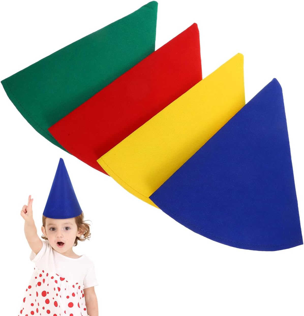 GLEAVI 4pcs Christmas Gnome Hat: Solid Color Felt Cone Hats Dwarf Cosplay for Halloween Christmas Birthday Celebration