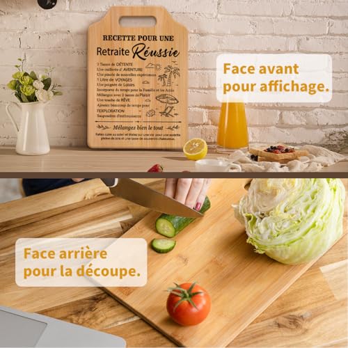 Gleevara Cadeau Retraite Femme Homme, Planche à Découper en Bambou Raffinée, Cadeau Retraite Femme Unique, Cadeaux Retraite pour Enseignants, Infirmières – vue 5